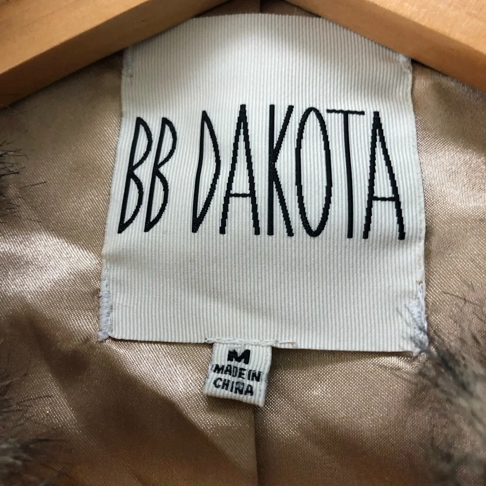 BB Dakota Womens Faux Fur Vest Tan Black Size Medium Mobwife